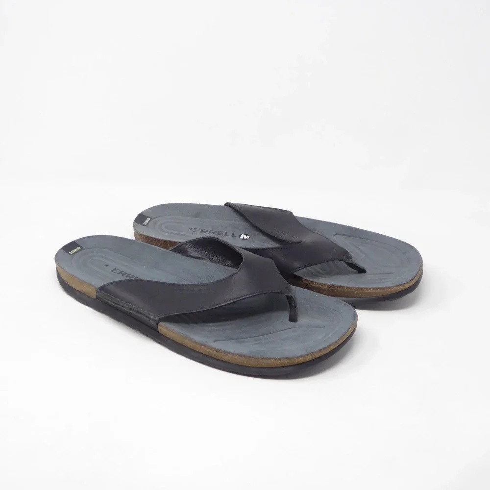 Merrell Mens Veron Post Sandals Black Leather Thong Flip Flops Size 11 J91305